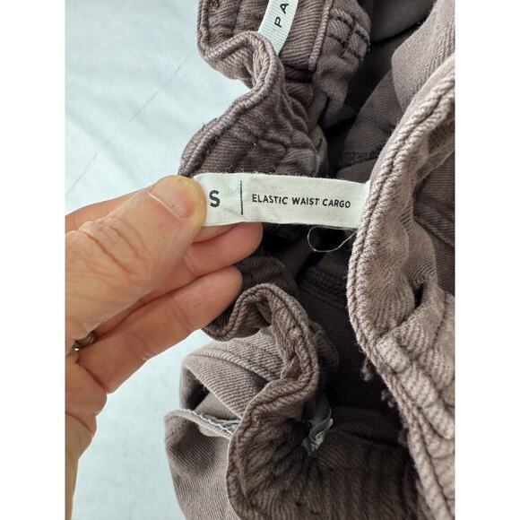 Grunge Pacsun Elastic Waist Cargo Utility Pants Brown Snap Button Small Pockets - Picture 4 of 10